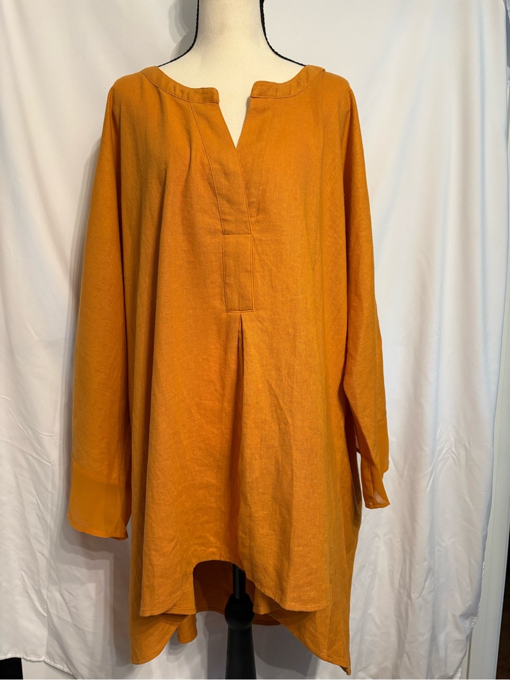 Jessica London Boxy Burnt Orange Tunic Top SZ 32W Workwear Boho.